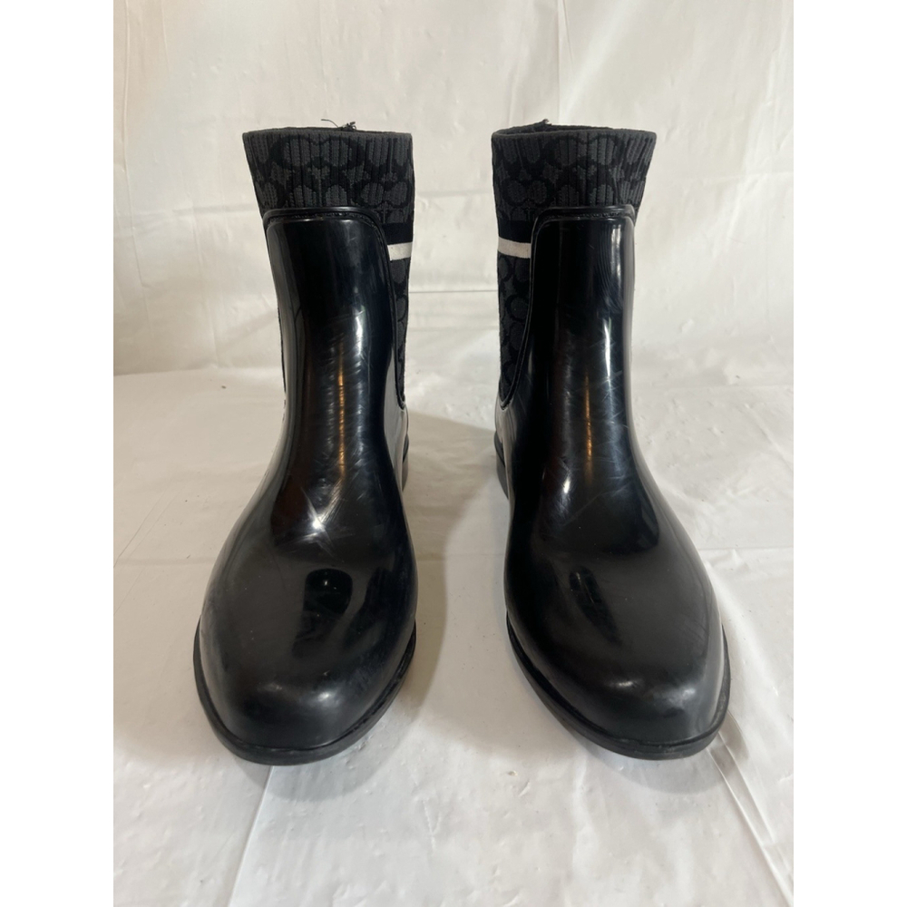 Coach Rivington Black signature C Logo Ankle Rain Boots Size 9 - Picture 15 of 15
